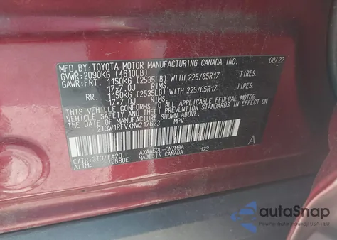 2022 Toyota Rav4 Xle из США, поврежденный, VIN 2T3W1RFVXNW217623